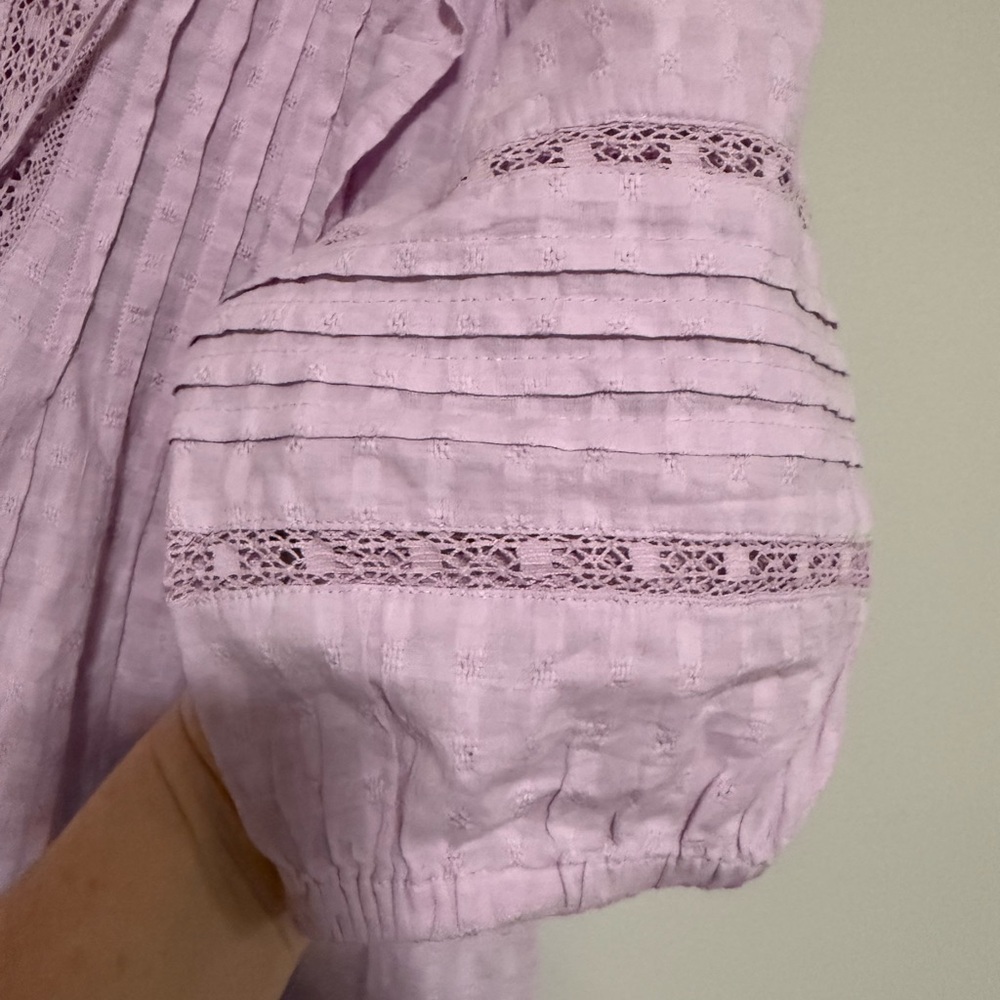 American Eagle Purple Tiered Peasant Mini Dress Size Medium Cottagecore Prairie - Picture 5 of 10